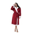 thumbnail image 2 of Women's Sherpa Bathrobe, Soft Warm Fleece Long Robe, Shawl Collar, Comfy, Full Length, 2 of 6