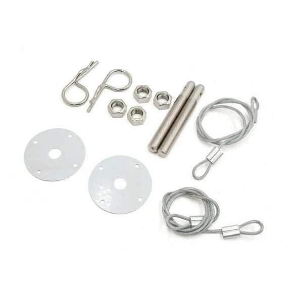 Unique Bargains 2 Pcs Racing Style Metal Mount Hood Pin Pins Plate Bonnet Lock Kit for Car