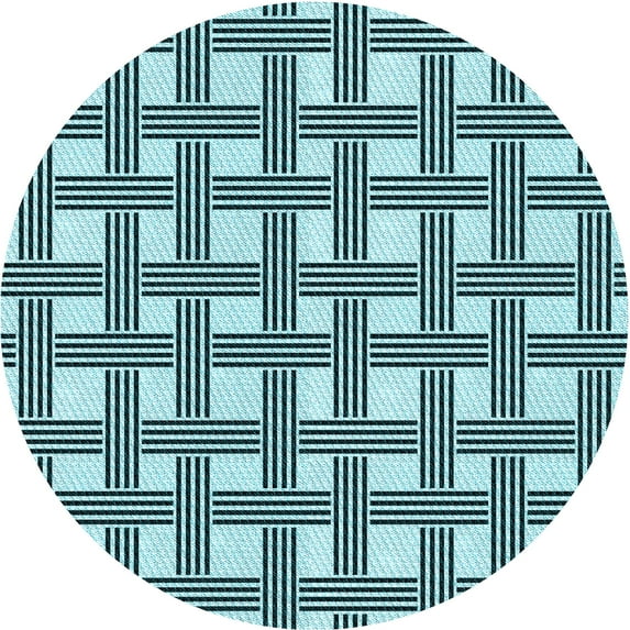 Ahgly Company Indoor Round Patterned Medium Teal Green Area Rugs, 6' Round