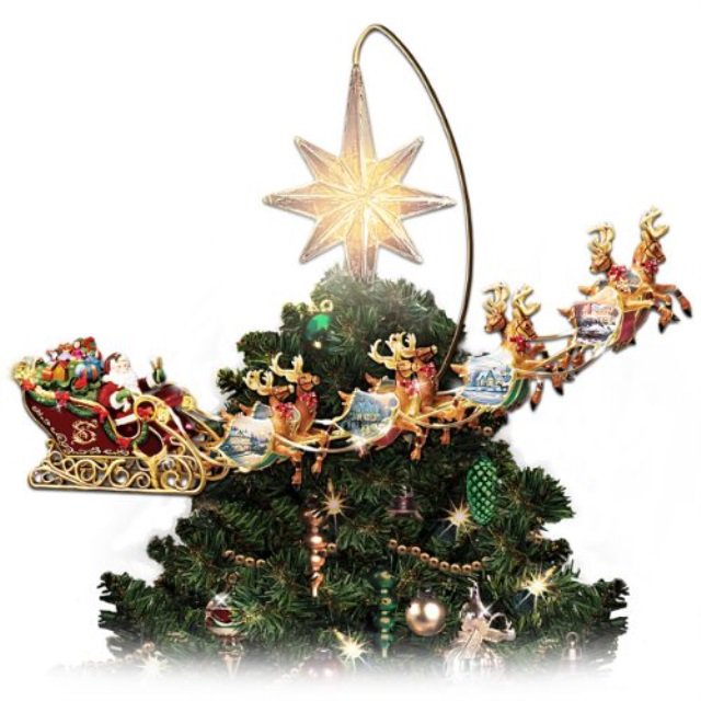 Thomas Kinkade Holidays in Motion Rotating Illuminated Tree Topper