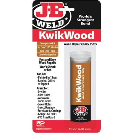 J-B WELD 8257 1 oz. Kwikwood Epoxy Putty Stick (Best Exterior Wood Filler Epoxy)