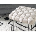 thumbnail image 5 of Powell Anya Square Handwoven Velvet Ottoman with Hairpin Legs, Cream, 5 of 6