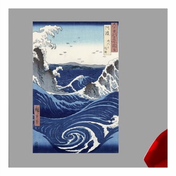 Wallhogs Hiroshige View of The Naruto whirlpools at Awa (19th) Wall Mural