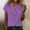 Purple, variant on Women's Short Sleeve Blouse with Pockets and Turndown Collar