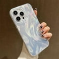 thumbnail image 3 of Silver Laser Feather Curly Wavy Texture Aesthetic TPU Case Compatible with iPhone Case (iPhone 14 Pro), 3 of 8