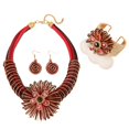 thumbnail image 2 of Statement African Aluminum Wire Big Flower Necklace and Earring Bangle Set For Women Tribal Fashion Colorful Big Rhinestone Crystal Pendent Collar Choker Bold Chunky Bib Handmade, 2 of 3