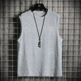 thumbnail image 3 of Sudadera deportiva de verano para hombre con barra transversal, camiseta sin mangas con hombros descubiertos y color sólido, camiseta de manga corta, 3 of 4