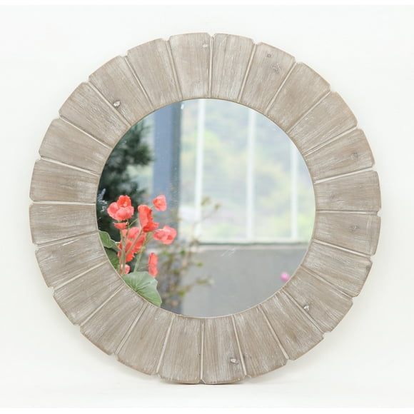 Parisloft Barn Wood Round Decorative Wall Mounted Mirror