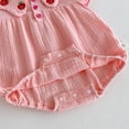 thumbnail image 5 of LYMAYTER Baby Girls Summer Romper Strawberry Print Short Sleeve Bubble Bow Lightweight Comfort Wear 3-24M, 5 of 8