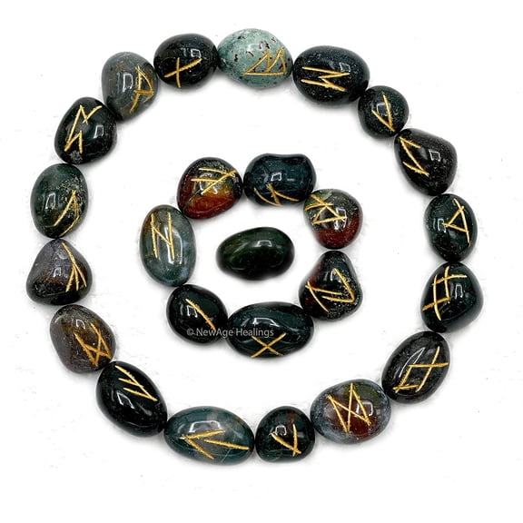 Bloodstone Runes Set of 25 Engraved Rune Stones