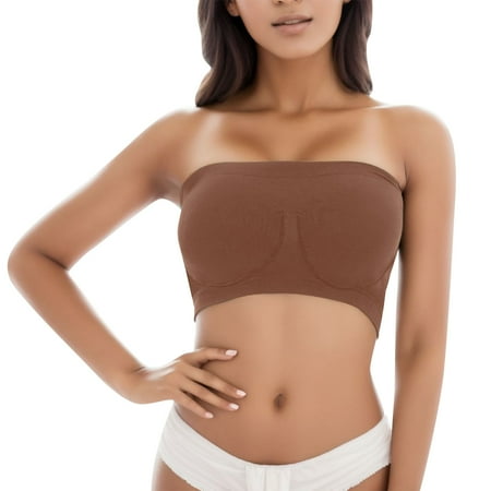 Strapless Fitness Padded Size Bandeau Crop Top Plus Top Bra for Tube Top Jumpsuit Women Stretchy Bra Yoga Tube Tops for Women Pack Bras Sports Bandeau
