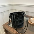 thumbnail image 1 of LHSHID Pleated Bucket Bag For Women Versatile PU Shoulder Bag Fashionable Drawstring Top Closure Handbag, 1 of 7