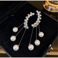 thumbnail image 2 of Nuevos pendientes de circón de diseño de moda con personalidad para mujer, pendientes ligeros de lujo con borlas de perlas para mujer Feliz Sencillez, 2 of 4