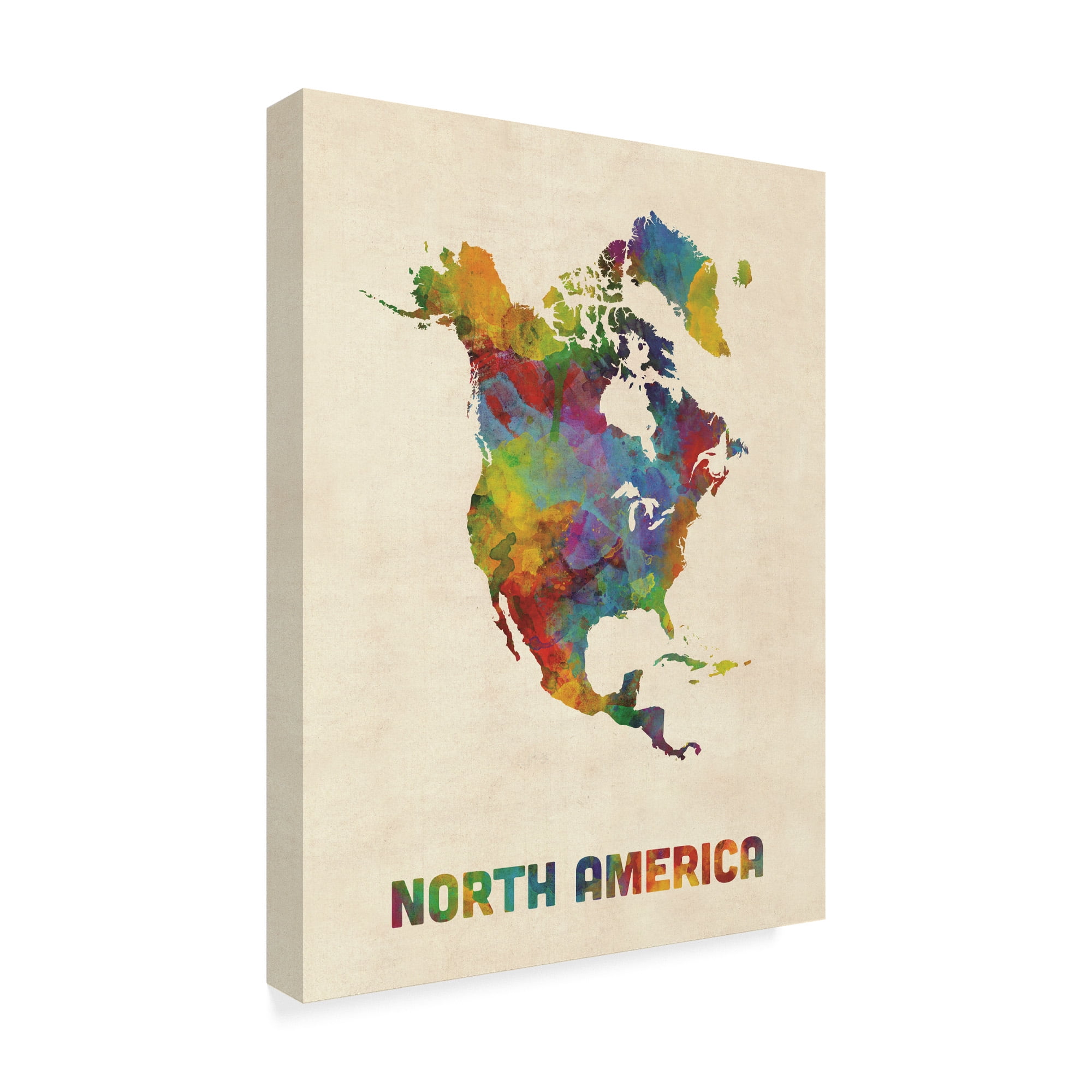 Trademark Fine Art 'North America Continent Watercolor Map' Canvas Art by Michael Tompsett