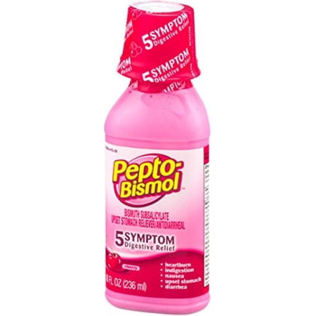 Pepto-Bismol Cherry Liquid 5 Symptom Relief, 8 Oz