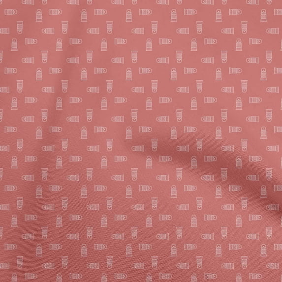oneOone Cotton Poplin Pink Fabric Christmas Lantern Craft Projects Decor Fabric Printed By The Yard 56 Inch Wide