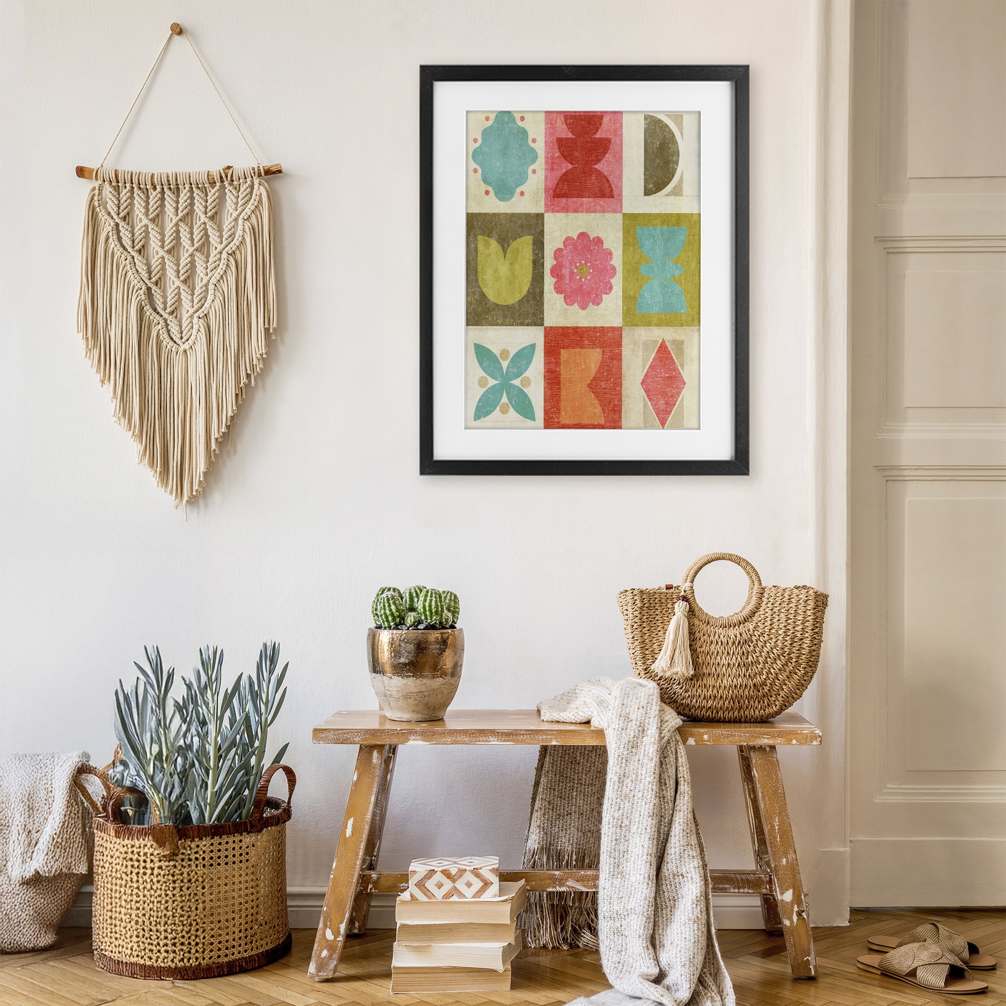 Stupell Industries Happy Dance Geometrics Black Framed Print Under Glass, design by Suzanne Nicoll