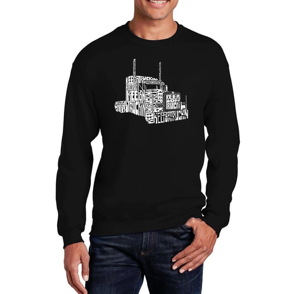 LA Pop Art Men's Word Art Crewneck Sweatshirt - KEEP ON TRUCKIN'
