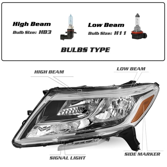 For 2013-2016 Nissan Pathfinder Factory Style Driver Side/Passenger Side Headlights Headlamp