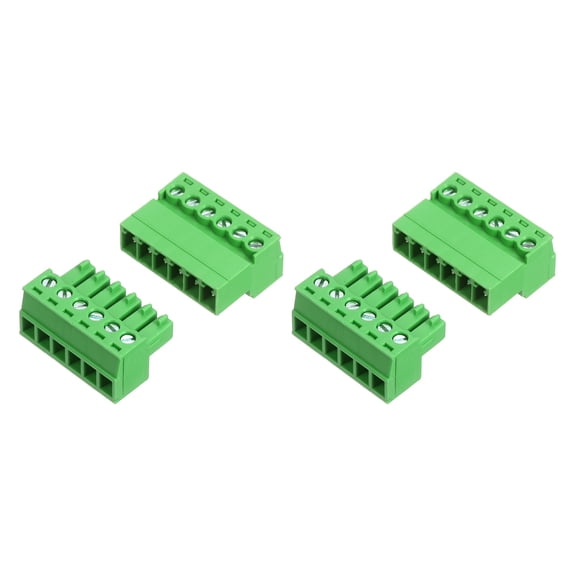 Uxcell 2 Set 6 Pin 3.81mm Pitch PCB Mount Screw Terminal Block Connector, Right Angle Pluggable Phoenix Plug for DIY Electronics Audio Power Modules 26-16AWG Cable