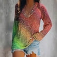 thumbnail image 3 of TKLPEHG Womens Tops Dressy V Neck Tunic Tops Loose Long Sleeve Lightweight Casual Comfy Classic Tie Dyed Fashion Blouse (Multicolor,L), 3 of 4