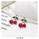 thumbnail image 4 of 8K Gold Plated Green Leaf Red Cherry Earrings for Women Sweety Fruit Dangle Earring for Teen Girls, 4 of 4