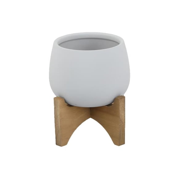 Flora Bunda CT264E-GY 4.8' Soft-touch Round Ceramic w/ Wood Stand