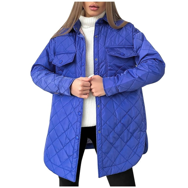 Pompotops Veste Sans Capuche Chaude Unie pour Femmes Parkas d'Hiver Slim Liquidation