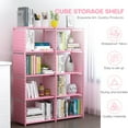 thumbnail image 3 of ANMINY 8 Cube Storage Shelf Bookcase, Plastic Open Back Vertical, Pink, 3 of 7
