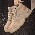 thumbnail image 3 of Men'S Classic High-Top Comfort Sneakers, Solid Color, Lace-Up Closure, Faux, Fabric Lining, Rubber Sole, Short Boot Height, Sporty Style, All-Season, for Hiking & Outdoor, Casual Daily Wear, 3 of 9