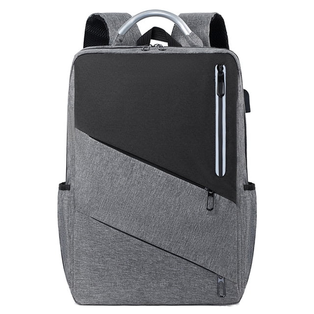 Mochila para computadora portátil, mochilas de viaje para computadoras portátiles de negocios con puerto de carga USB, gris
