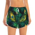 thumbnail image 2 of Pofeuu Peacock Feathers2 Print Women's Athletic Shorts Running Workout Shorts Tummy Control Quick Dry Gym Shorts with Pockets Double layer sports shorts-Small, 2 of 7
