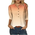 thumbnail image 1 of Hauts à Manches 3/4 pour Femmes T-Shirts Basiques à Manches 3/4 Imprimés Col Rond Boutonné Blouses Mode T-Shirts à Manches 3/4 pour Femmes, 1 of 5