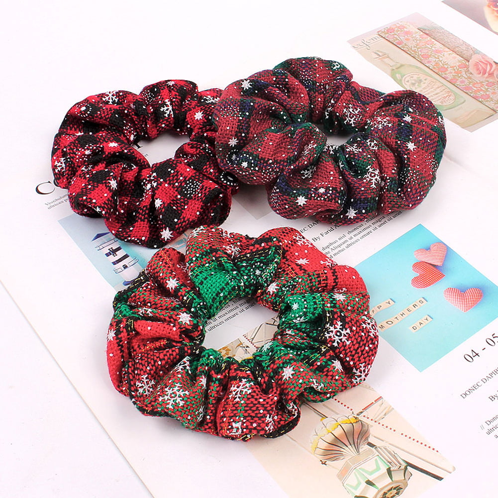 Details about   Christmas Snowflake Print Elastic Scrunchies Hair Rope Women Hair Accessories 