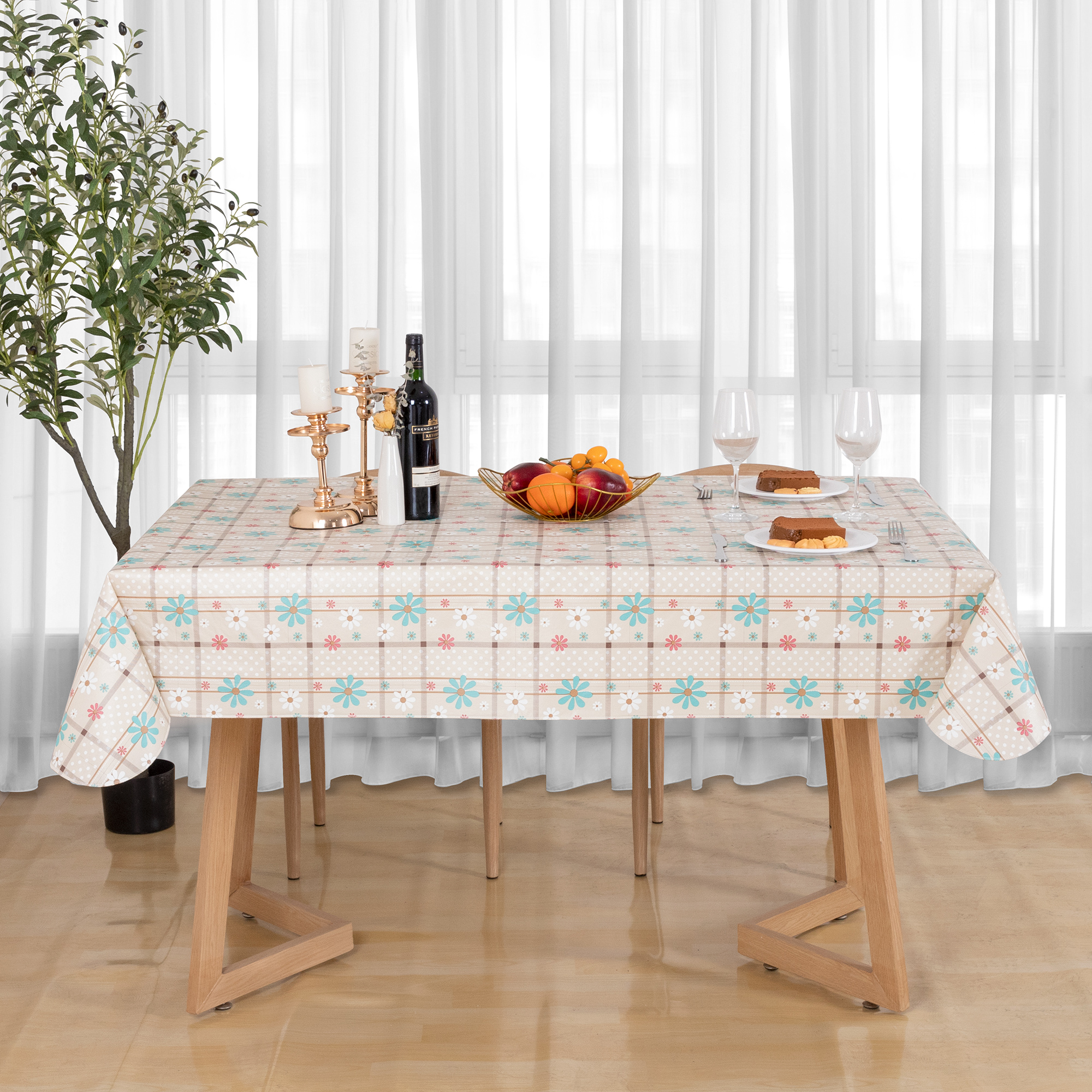RAY STAR Christmas Tablecloth 60x84 inch Rectangle Waterproof Holiday Decoration Tablecloth Xmas Plastic SpillProof Table Cover