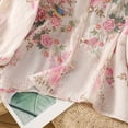 thumbnail image 5 of VNKIDY Womens V Neck Three Quarter Sleeve Floral Print Blouse With Embroidery Knot Button Closure Loose Fit Breathable For Casual Wear Classic Top, 5 of 9