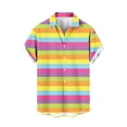 thumbnail image 5 of Camisa hawaiana con estampado 3D de rayas de colores para hombre, camisas de playa con plantas para vacaciones de verano, camisas de manga corta con botones para parejas de calle, 5 of 5