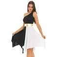 thumbnail image 3 of MSemis Women's One Shoulder Color Block Lyrical Worship Praise Dance Dress Black XL, 3 of 6