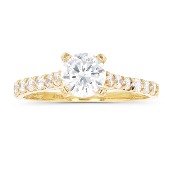 Decadence 14K Yellow Gold 7mm Round Cut Engagement Ring