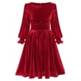 thumbnail image 6 of NIEWTR Little Girl Toddler Velvet Dress Ruffle Long Sleeve Christmas Party Wedding Birthday Holiday Dresses Winter Fall Clothes(Red,8-9 Years), 6 of 7
