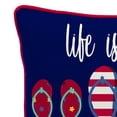 thumbnail image 4 of Jordan Manufacturing 16" x 16" Flip-Flops Navy Novelty Square Outdoor Throw Pillow with Welt, 4 of 8