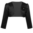 thumbnail image 1 of YONGHS Kids Girls Long Sleeve 3D Flower Bolero Shrug Wedding Dress Cover Up Cropped Cardigan Jacket Black 12-18 Months, 1 of 7