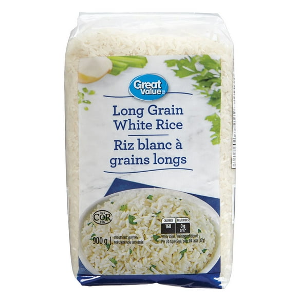Great Value Long Grain White Rice, 900 g