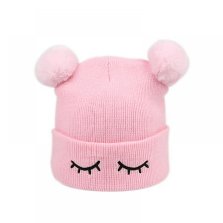 

Baby Knitted Beanie Hats Warm Caps for Baby with Double Pom Pom Toddler Beanie for Girls Boys Kids Cute Beanie Caps Soft Infant Hats Fit for 0-7 Years