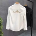 thumbnail image 4 of Camisas masculinas con bordado gráfico floral para hombre, camisas de vestir para oficina, blusas formales, oferta, estilo coreano de verano, corte ajustado, 4 of 5