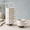 Aged Ivory with brown isolation, variant on Large Ceramic Coffee Mug Set Of 4 With Stand 15 Oz Stackable Different Embossment Ribbed Latte Cup For Cappuccino Tea Hot Cocoa Drinks - Dishwasher &wave Safed