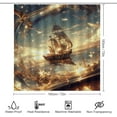 thumbnail image 2 of Brebasf Vintage Skeleton Nautical Pirate Ship Shower Curtain Set Bathroom Set Decorative Watercolor Cool Mid Century Horror Pirate Ship 4 Piece Shower Curtain, Toilet Cover, U-Mat, Floor Mat, 2 of 8