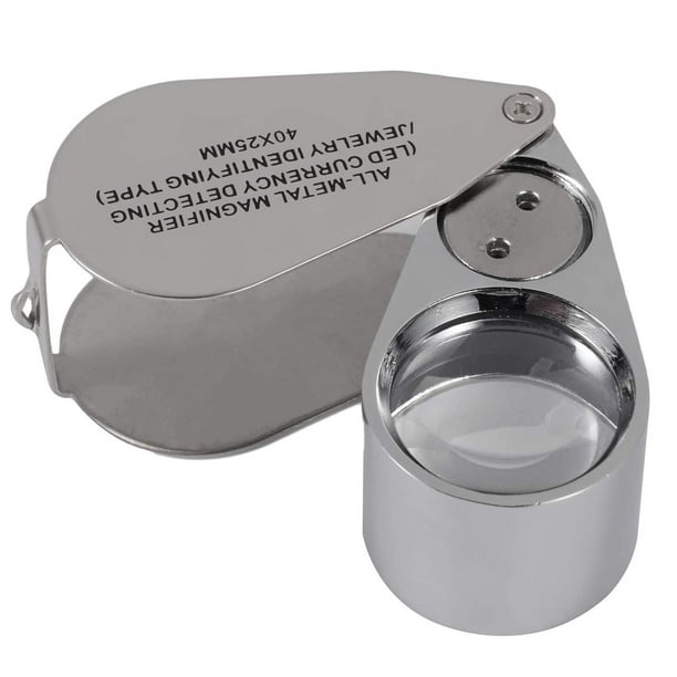 Jeweler's magnifier, 40x magnification, made of metal, folding