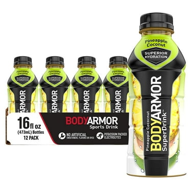 BODYARMOR Sports Drink Sports Beverage, Pineapple Coconut, Natural Flavors With Vitamins, Potassium-Packed Electrolytes, No Preservatives, Perfect For Athletes, 16 Fl Oz (Pack of 12)