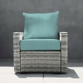 thumbnail image 2 of Textured Solid Coastal Blue Deep Seating Cushion Set, 2 of 8